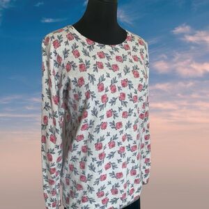 LOFT Wool Blend Women's Sweater Floral + Dots Size Medium